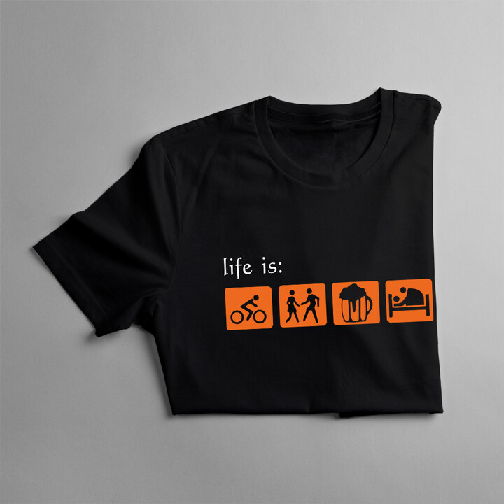 Life Is: ride, chat up, drink, fuck - damska koszulka z nadrukiem