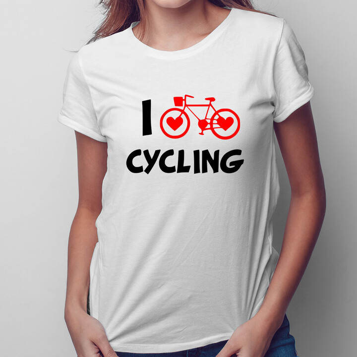 I love cycling - damska koszulka z nadrukiem