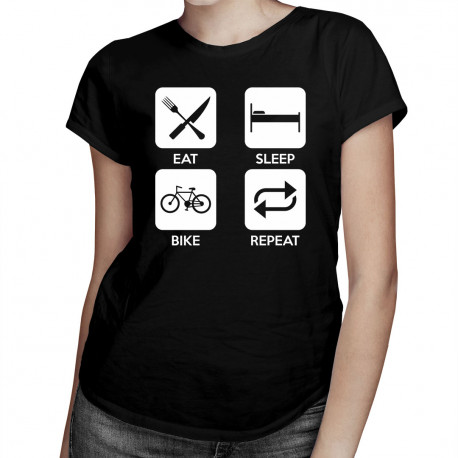 Eat sleep bike repeat - męska lub damska koszulka z nadrukiem