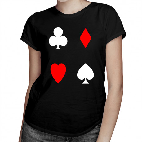 Playing Cards  - trefl, pik, kier, karo - damska koszulka z nadrukiem
