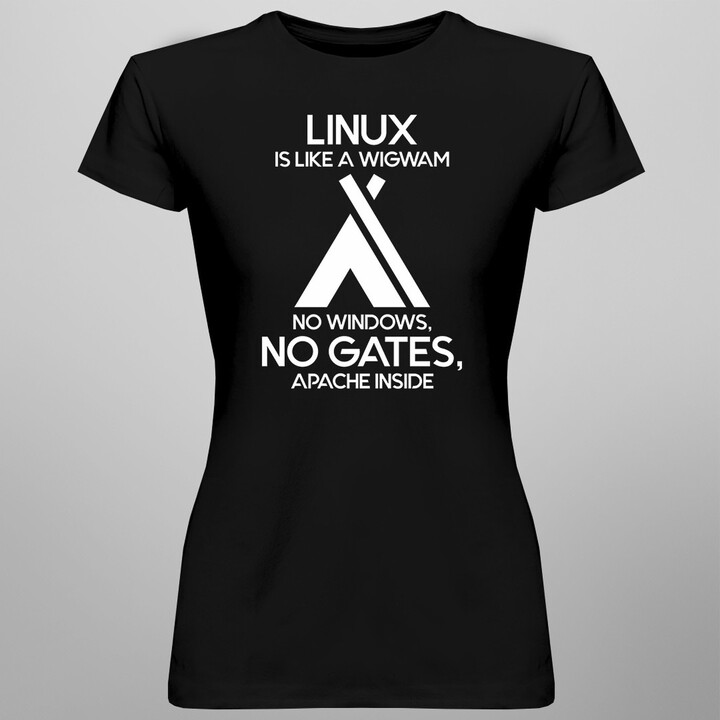 Linux is like a wigwam - damska koszulka z nadrukiem