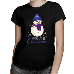 Merry Christmas -  bałwanek - damska koszulka z nadrukiem
