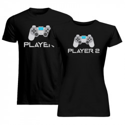 Komplet dla pary - Player 1 (męska) Player 2 (damska) wersja 2 - koszulki z nadrukiem