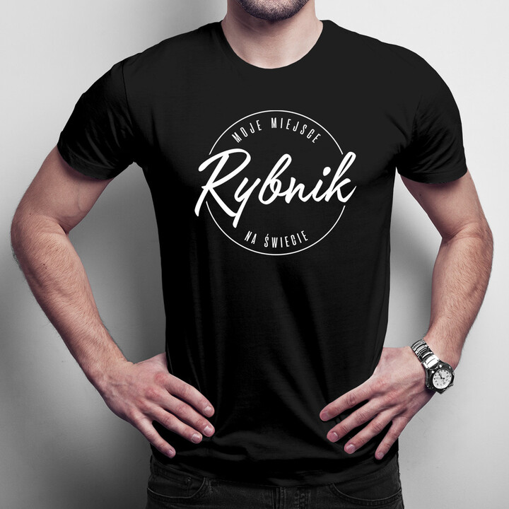 Rybnik - Moje miejsce na świecie - męska koszulka z nadrukiem