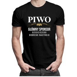 Piwo - główny sponsor dzisiejszego dobrego nastroju - męska koszulka z nadrukiem