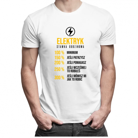 Elektryk - procentowa stawka godzinowa - męska koszulka z nadrukiem