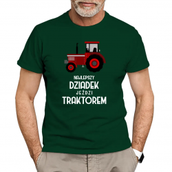Najlepszy dziadek jeździ traktorem - męska koszulka z nadrukiem