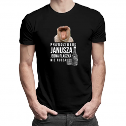 Prawdziwego Janusza jedna flaszka nie rusza - męska koszulka z nadrukiem