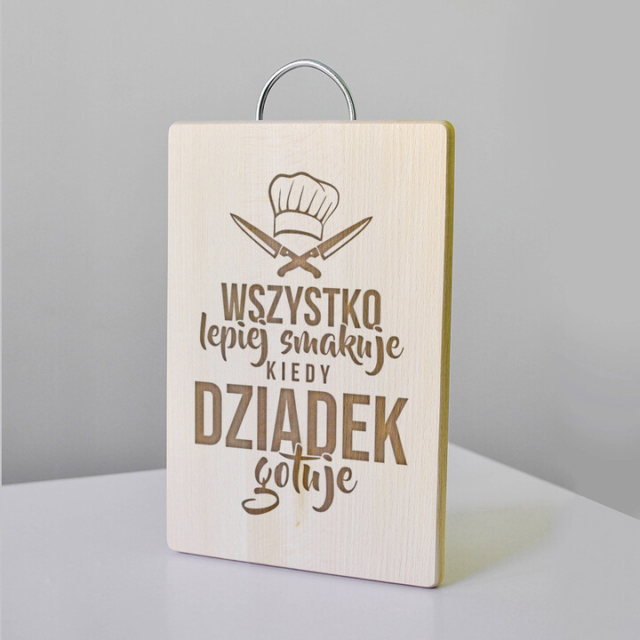 Wszystko lepiej smakuje kiedy mama gotuje - drewniana deska z grawerem