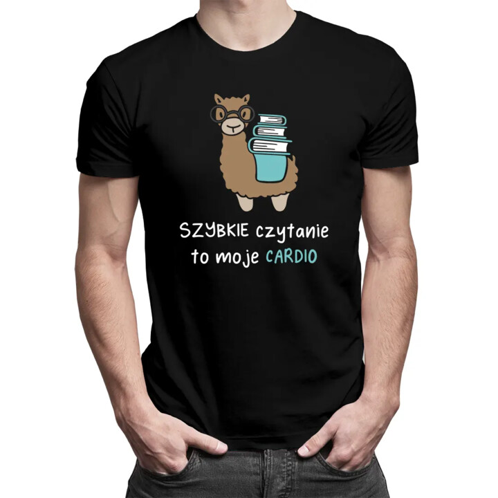 Szybkie czytanie to moje cardio - męska koszulka z nadrukiem