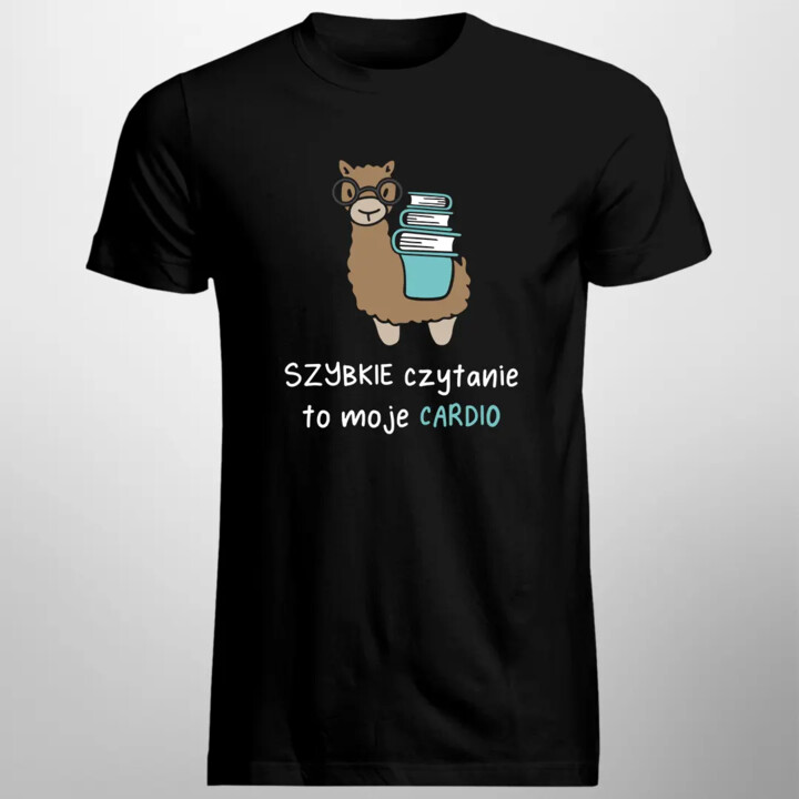 Szybkie czytanie to moje cardio - męska koszulka z nadrukiem