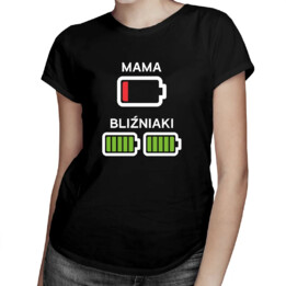 Mama bliźniaków - baterie - damska koszulka z nadrukiem
