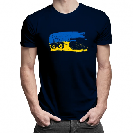 Traktor ciągnący czołg - męska koszulka z nadrukiem