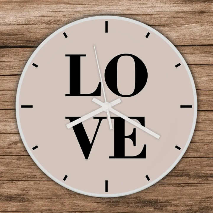 Love - zegar szklany z nadrukiem