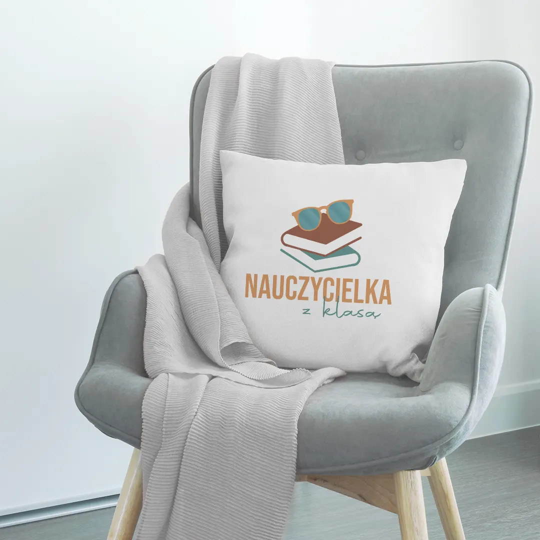 Nauczycielka z klasą - poduszka z nadrukiem