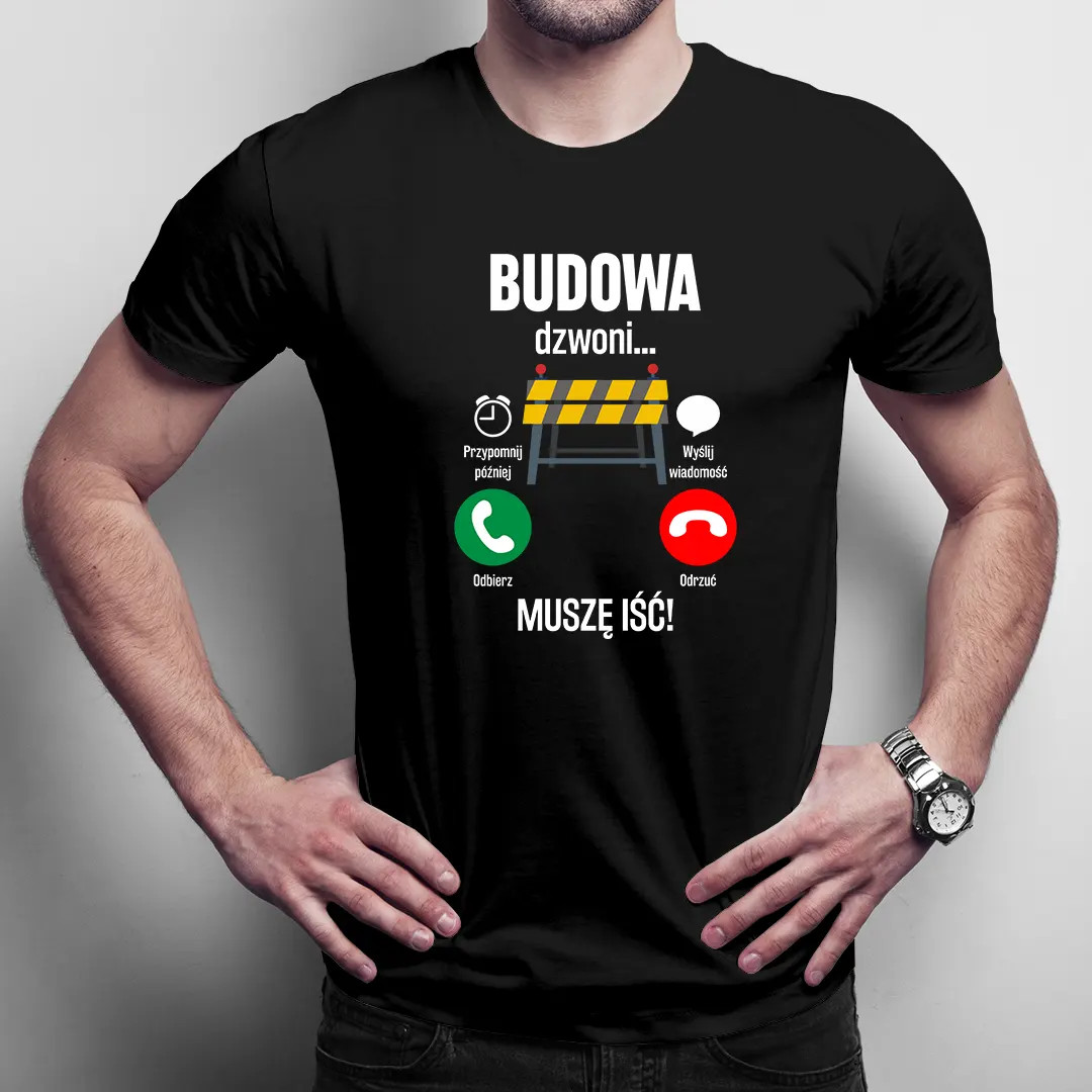 Budowa dzwoni, muszę iść - męska koszulka z nadrukiem