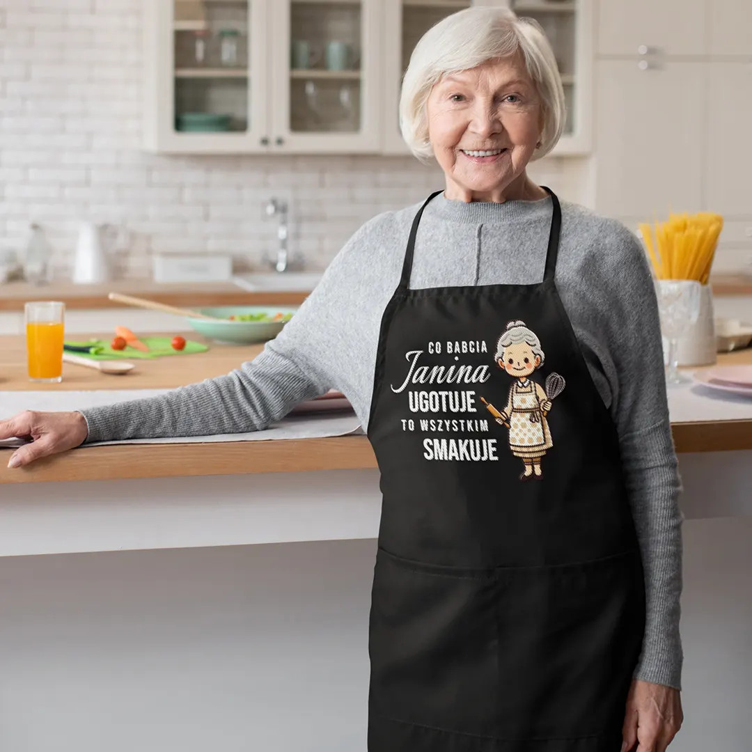 Co babcia (imię) ugotuje to wszystkim smakuje - fartuch na prezent dla babci - produkt personalizowany