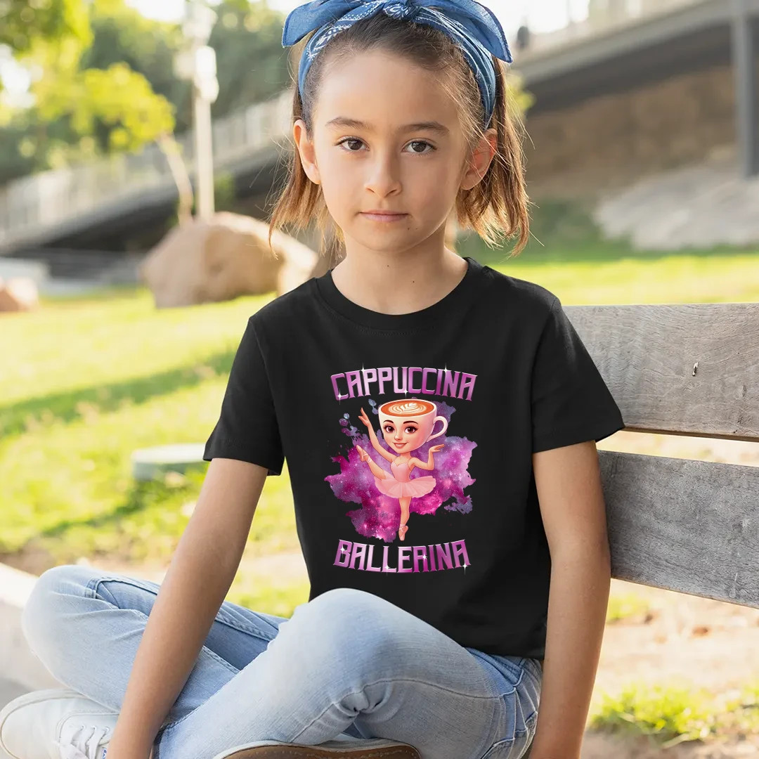 Ballerina Cappuccina - Italian Brainrot - dziecięca koszulka na prezent