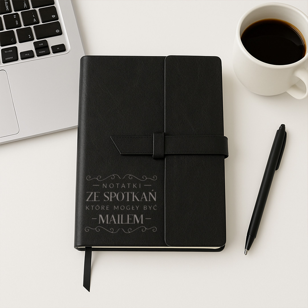 Notatki ze spotkań, które mogły być mailem - notes z grawerem