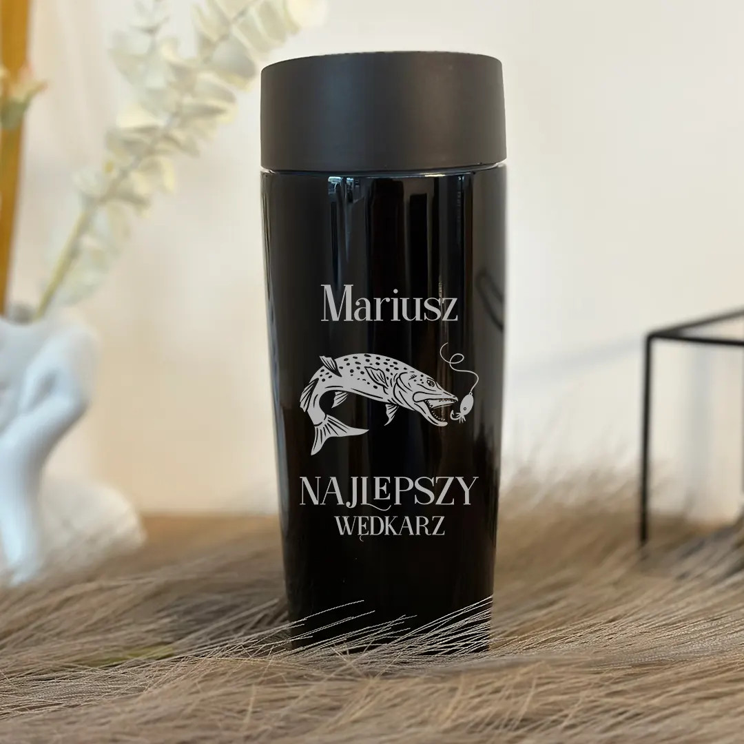Najlepszy wędkarz - kubek termiczny z grawerem, personalizowany prezent dla wędkarza