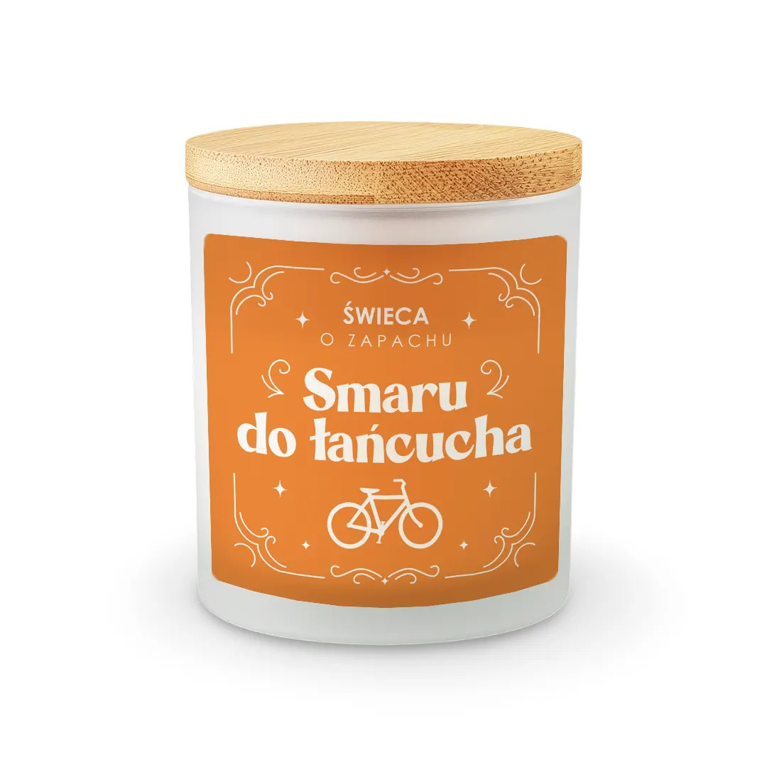 Świeca o zapachu smaru do łańcucha - śmieszny prezent urodzinowy dla rowerzysty