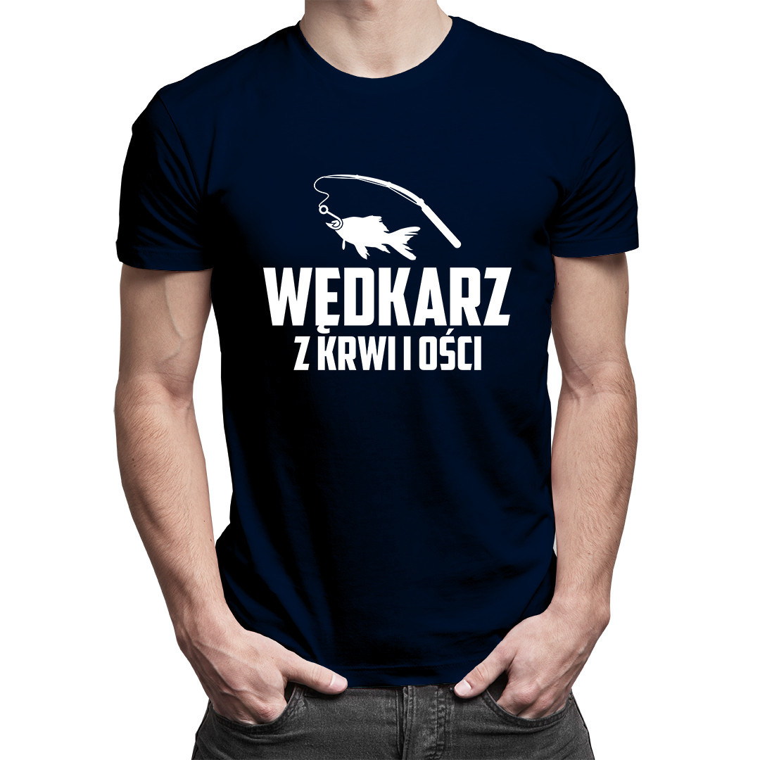 Wędkarz z krwi i ości - męska koszulka z nadrukiem
