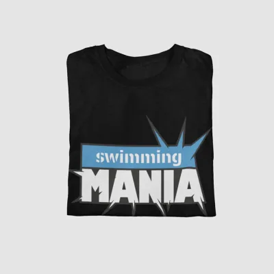 Czarna koszulka z nadrukiem Swimming Mania