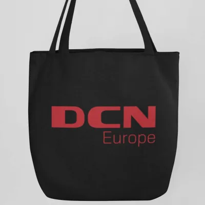 Czarna torba bawełniana z logo DCN Europe